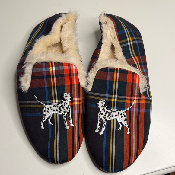 J. Crew Shoes - J. Crew Plaid Slippers with Dalmatian Design - Red, Blue, Yellow